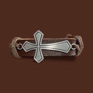 Cross Brown Leather Cord Bracelet - Soul Statement - Unisex